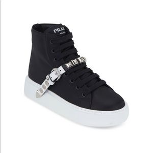 PRADA nylon sneaker with studded strap